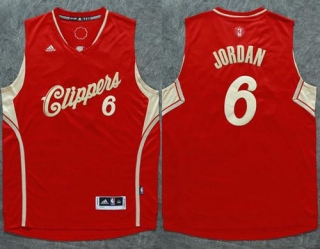 Los Angeles Clippers -6 DeAndre Jordan Red 2015-2016 Christmas Day Stitched NBA Jersey