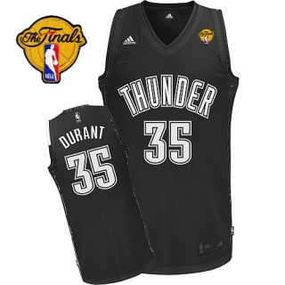 Oklahoma City Thunder -35 Kevin Durant Black White Finals Patch Stitched NBA Jersey