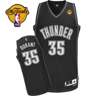 Oklahoma City Thunder -35 Kevin Durant Black Shadow With Finals Patch Stitched NBA Jersey