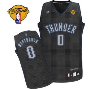 Oklahoma City Thunder -0 Russell Westbrook Black Rhythm Fashion With Finals Patch Stitched NBA Jerse