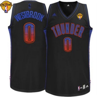 Oklahoma City Thunder -0 Russell Westbrook Black Finals Patch Stitched NBA Vibe Jersey