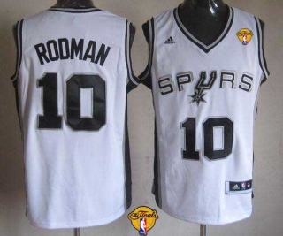 Revolution 30 San Antonio Spurs -10 Dennis Rodman White Finals Patch Stitched NBA Jersey