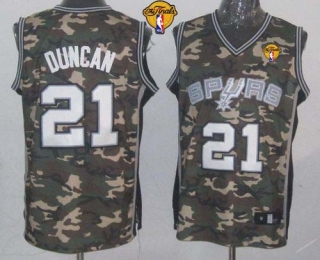 San Antonio Spurs -21 Tim Duncan Camo Stealth Collection Finals Patch Stitched NBA Jersey