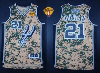 San Antonio Spurs -21 Tim Duncan Camo Finals Patch Stitched NBA Jersey
