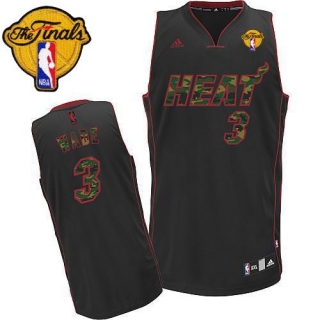 Miami Heat -3 Dwyane Wade Black Camo Fashion Finals Patch Stitched NBA Jersey