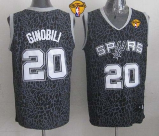 San Antonio Spurs -20 Manu Ginobili Black Crazy Light Finals Patch Stitched NBA Jersey