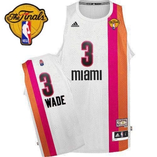Miami Heat -3 Dwyane Wade White ABA Hardwood Classic With Finals Patch Stitched NBA Jersey