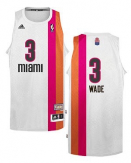 Miami Heat -3 Dwyane Wade White ABA Hardwood Classic Stitched NBA Jersey