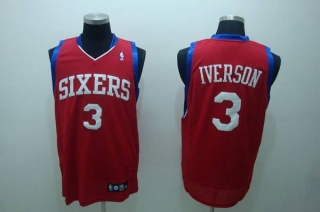 Philadelphia 76ers -3 Allen Iverson Stitched Red NBA Jersey