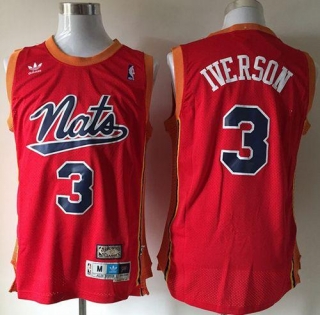 Philadelphia 76ers -3 Allen Iverson Nats Throwback Red Stitched NBA Jersey
