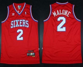 Throwback Philadelphia 76ers -2 Malone Red Stitched NBA Jersey