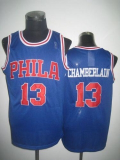 Philadelphia 76ers -13 Wilt Chamberlain Blue Throwback Stitched NBA Jersey