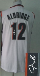 Revolution 30 Autographed Portland Trail Blazers -12 Lamarcus Aldridge White Stitched NBA Jersey