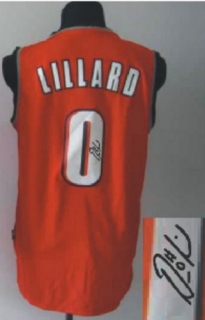 Revolution 30 Autographed Portland Trail Blazers -0 Damian Lillard Red Stitched NBA Jersey