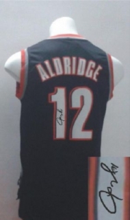 Revolution 30 Autographed Portland Trail Blazers -12 Lamarcus Aldridge Black Stitched NBA Jersey