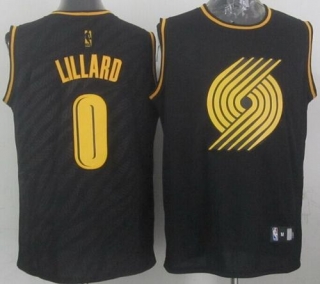 Portland Trail Blazers -0 Damian Lillard Black Precious Metals Fashion Stitched NBA Jersey