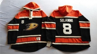 Anaheim Ducks -8 Teemu Selanne Black Sawyer Hooded Sweatshirt Stitched NHL Jersey