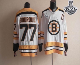 CCM Throwback Boston Bruins Stanley Cup Finals Patch -77 Ray Bourque White Stitched NHL Jersey