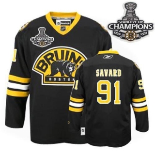 Boston Bruins 2011 Stanley Cup Champions Patch -91 Marc Savard Black Third Stitched NHL Jersey