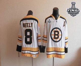 CCM Throwback Boston Bruins Stanley Cup Finals Patch -8 Cam Neely White Stitched NHL Jersey