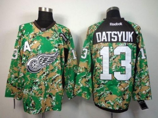Detroit Red Wings -13 Pavel Datsyuk Camo Veterans Day Practice Stitched NHL Jersey