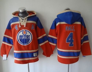 Edmonton Oilers -4 Taylor Hall Orange Sawyer Hooded Sweatshirt Stitched NHL Jersey