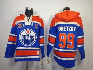 Edmonton Oilers -99 Wayne Gretzky Light Blue Sawyer Hooded Sweatshirt Stitched NHL Jersey