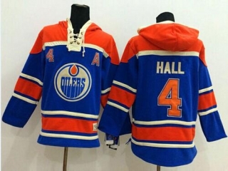 Edmonton Oilers -4 Taylor Hall Light Blue Sawyer Hooded Sweatshirt Stitched NHL Jersey