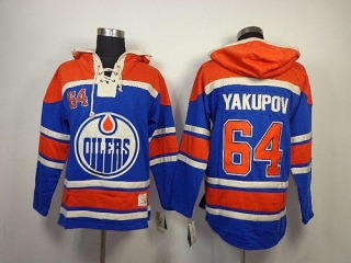 Edmonton Oilers -64 Nail Yakupov Light Blue Sawyer Hooded Sweatshirt Stitched NHL Jersey