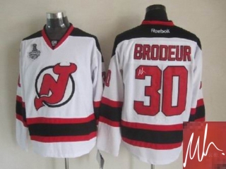 Autographed New Jersey Devils -30 Martin Brodeur Stitched White NHL Jersey