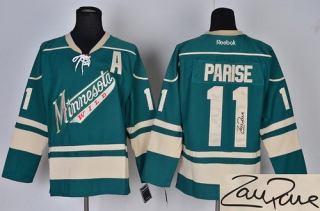 Autographed Minnesota Wild -11 Zach Parise Green Stitched NHL Jersey