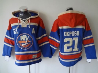 New York Islanders -21 Kyle Okposo Baby Blue Sawyer Hooded Sweatshirt Stitched NHL Jersey