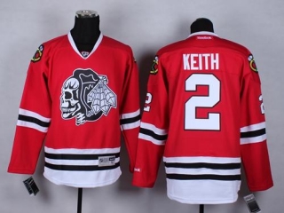 Chicago Blackhawks -2 Duncan Keith Red White Skull Stitched NHL Jersey
