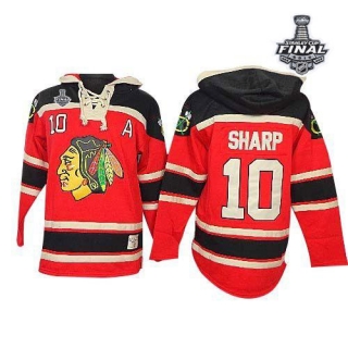 Chicago Blackhawks -10 Patrick Sharp Red Sawyer Hooded Sweatshirt 2015 Stanley Cup Stitched NHL Jers