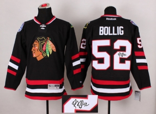 Autographed Chicago Blackhawks -52 Brandon Bollig Stitched Black NHL Jersey