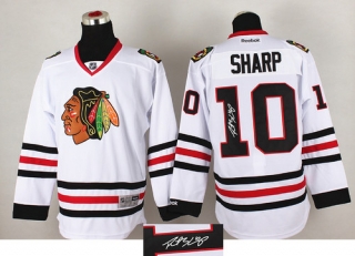 Autographed Chicago Blackhawks -10 Patrick Sharp Stitched White NHL Jersey