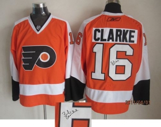 Philadelphia Flyers -16 Bobby Clarke Orange Autographed Stitched NHL Jersey