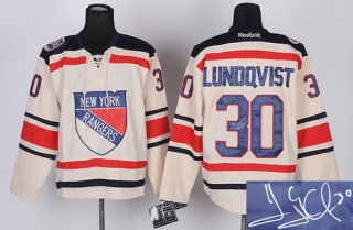 Autographed New York Rangers -30 Henrik Lundqvist Cream 2012 Winter Classic Stitched NHL Jersey