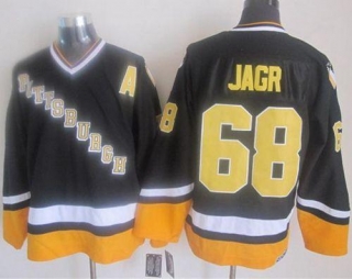 Pittsburgh Penguins -68 Jaromir Jagr Black Yellow CCM Throwback Stitched NHL Jersey
