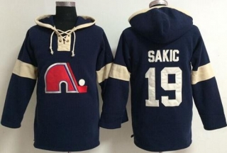 Quebec Nordiques -19 Joe Sakic Blue Pullover NHL Hoodie