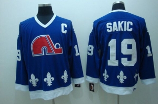 Nordiques -19 Joe Sakic Stitched CCM Throwback Blue NHL Jersey