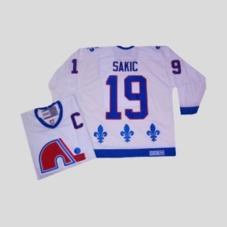 Nordiques -19 Joe Sakic Stitched CCM Throwback white NHL Jersey