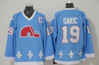 Nordiques -19 Joe Sakic Light Blue CCM Throwback Stitched NHL Jersey