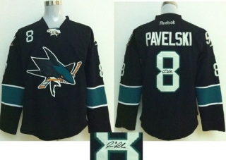 San Jose Sharks -8 Joe Pavelski Black Autographed Stitched NHL Jersey