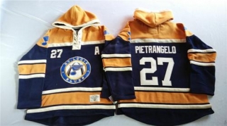 St Louis Blues -27 Alex Pietrangelo Navy Blue Gold Sawyer Hooded Sweatshirt Stitched NHL Jersey