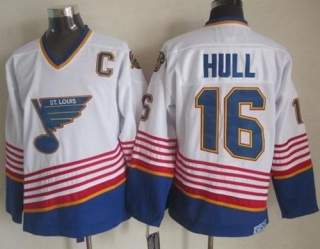 St Louis Blues -16 Brett Hull White Light Blue CCM Throwback Stitched NHL Jersey