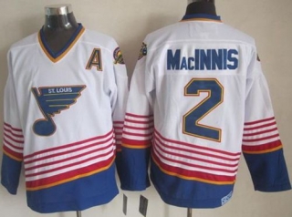St Louis Blues -2 Al MacInnis White Light Blue CCM Throwback Stitched NHL Jersey