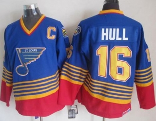 St Louis Blues -16 Brett Hull Light Blue Red CCM Throwback Stitched NHL Jersey