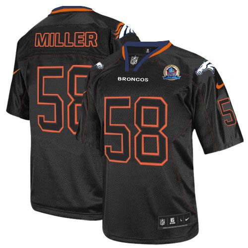 Nike Denver Broncos #58 Von Miller Lights Out Black With Hall of Fame 50th Patch Men's Stitched NFL