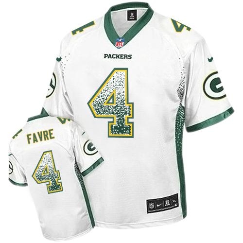 Nike Green Bay Packers #4 Brett Favre White Men's Stitched NFL Elite Drift Fashion Jersey